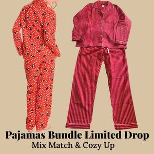 ❤️ Red Hot Duo – Angelina Two-Piece Flannel Cotton Limited Drop Pajama Bundle